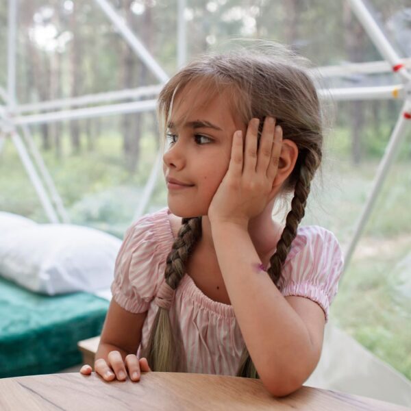 Girl enjoying geodesic dome